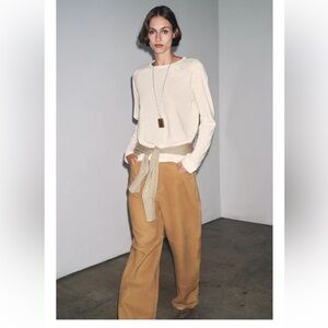 Zara COTTON RAGLAN SLEEVE T-SHIRT Sz L anthracite grey